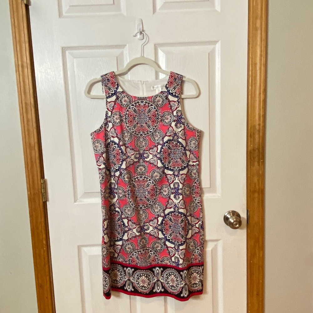 London Times Women’s Cotton Sateen Preppy Shift Dress